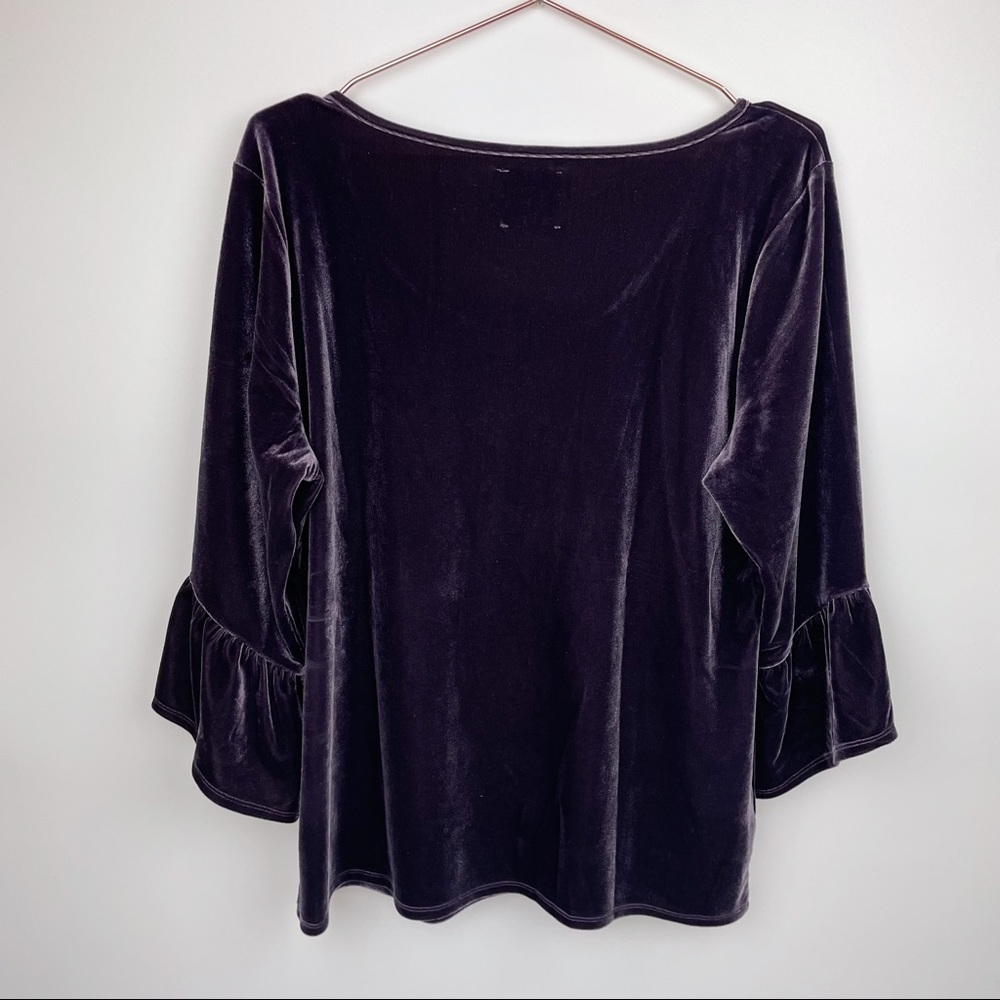 Lyssé Remy Velvet Bell Sleeve Top Amethyst - Picture 6 of 8